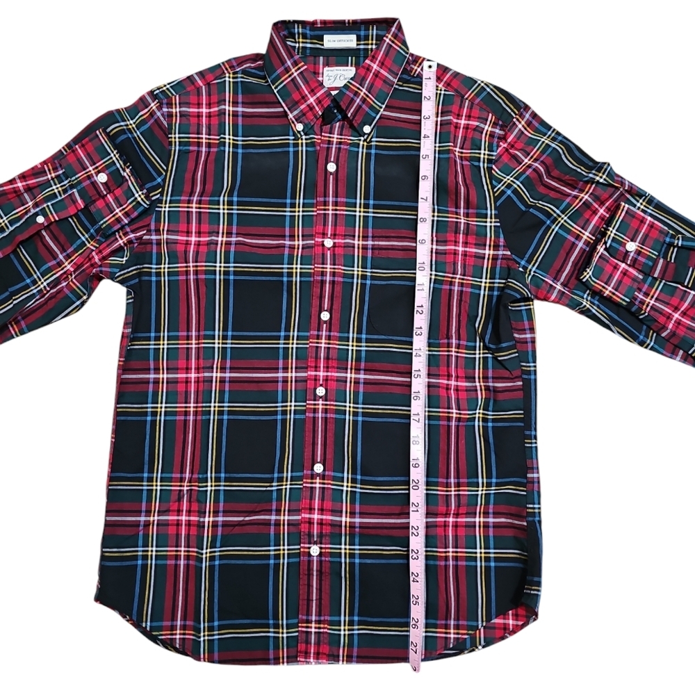 J. Crew Secret Wash Button Down Shirt Men Medium Red Green Plaid Preppy Classic - Picture 6 of 6